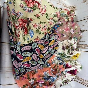 Floral Patterned Womens Chemo Headwear Hats Cotton Slouchy Beanie Cap Set of 7